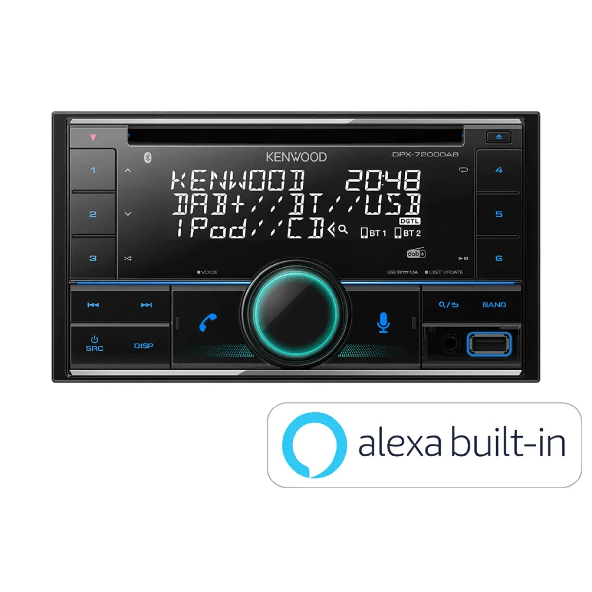  Kenwood DPX-7200DAB 2-DIN CD Car Radio with DAB+ and Bluetooth  Hands-Free Kit (Alexa Built-in, USB, AUX-In, High-Performance Tuner,  Spotify Control, Sound Processor, 4 x 50 W, Various Button Lighting) :  Electronics
