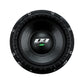 Una vista dallalto del subwoofer nero Deaf Bonce Apocalypse DВ-3.5K da 15 evidenzia il suo cono rotondo e il logo centrale da 3500 Watt RMS.