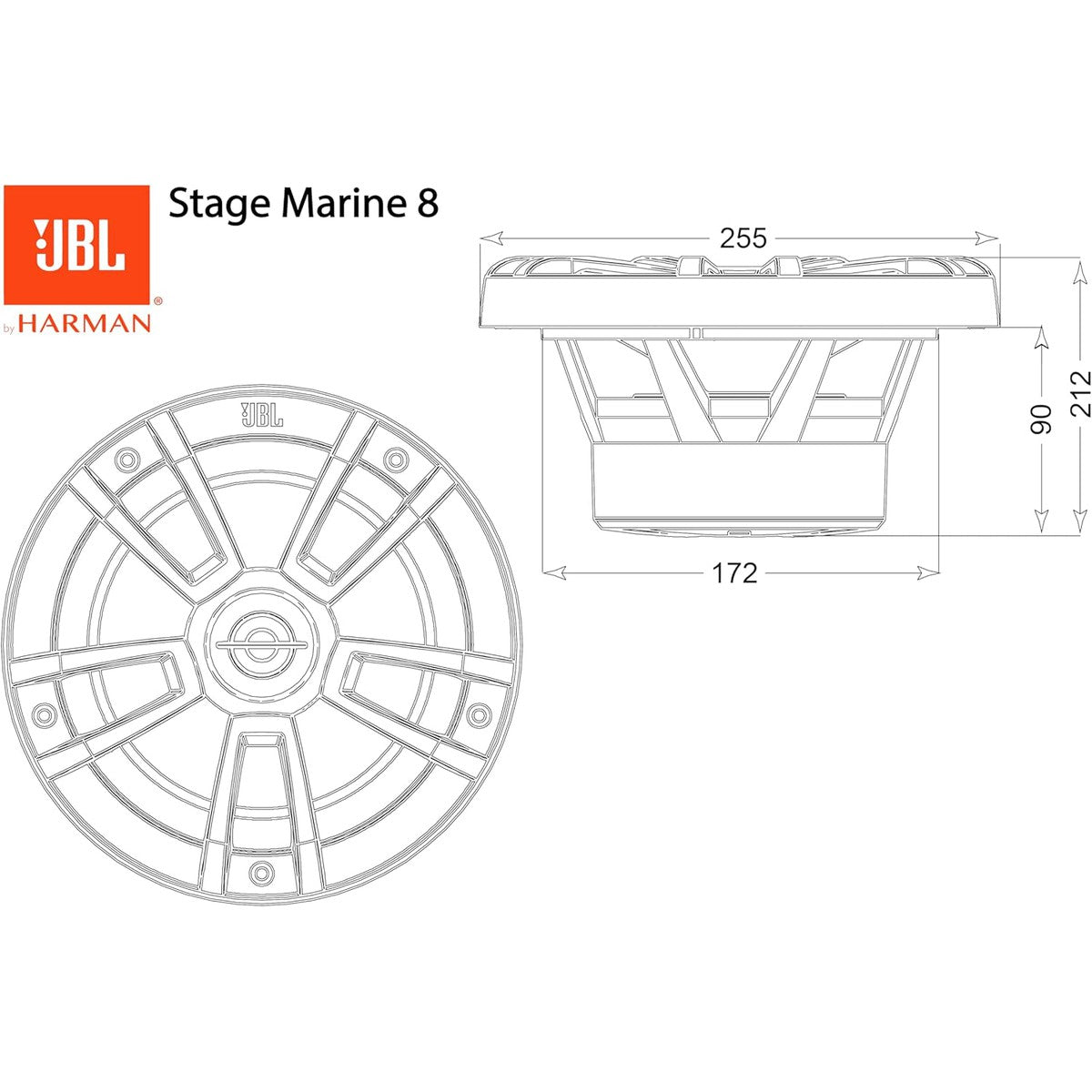 JBL-Marine Stage8 White-8" (20cm) Koaxial-Lautsprecher-Masori.de