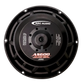 Primo piano di un diffusore subwoofer per auto ARC Audio AS600 con Tiefmitteltöner da 6,5, specifiche e fori di montaggio su sfondo bianco.