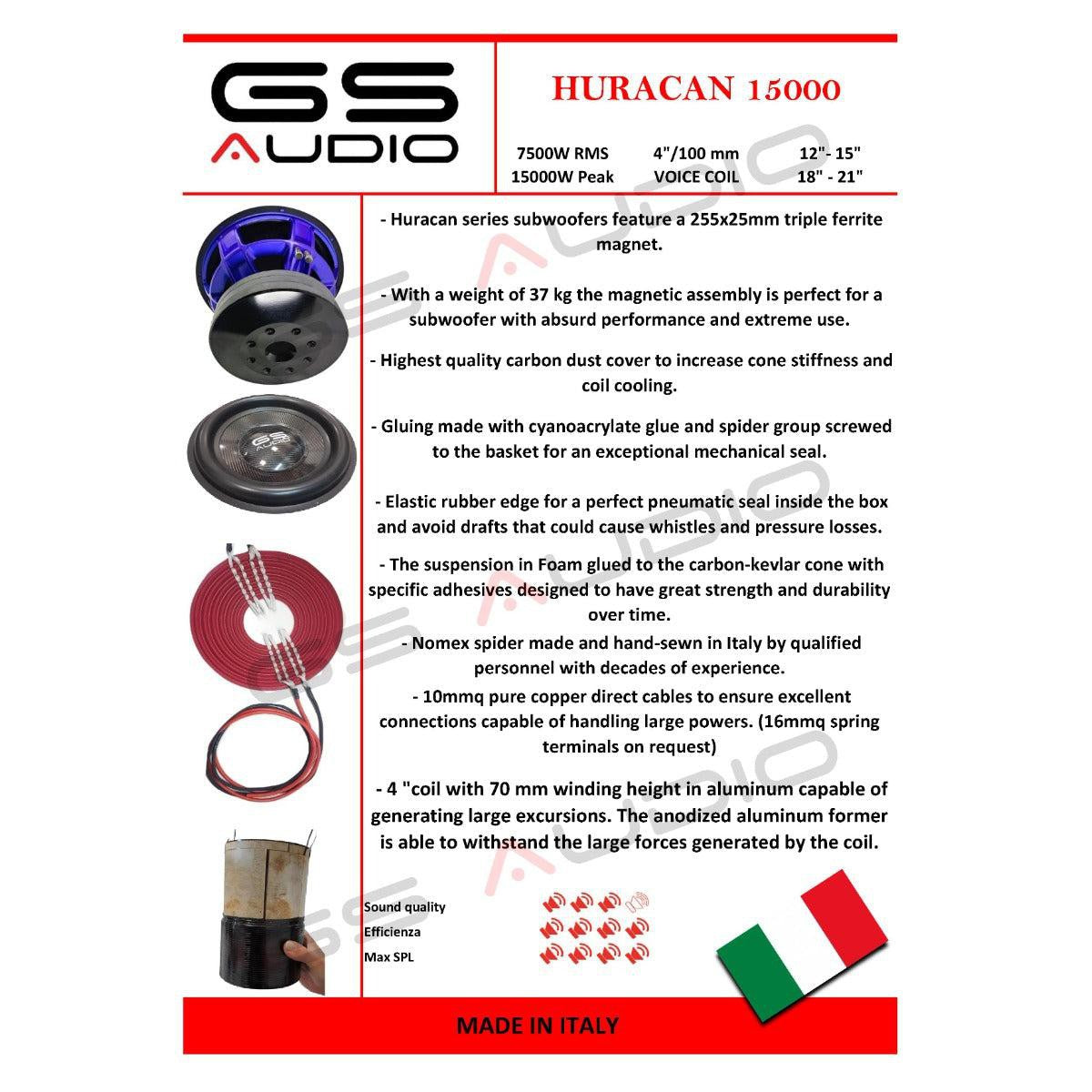 GS Audio-Huracan 15000 12"-12" (30cm) Subwoofer-Masori.de