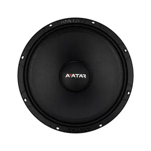 LAvatar Doomsday 67, un diffusore nero di forma rotonda con il logo al centro e un woofer da 6,5 pollici, è qui raffigurato dallalto su uno sfondo bianco: lideale per ottenere il massimo livello di pressione sonora.