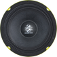 Un altavoz redondo negro Ground Zero Competition GZCK 165XSPL-II de 6,5, con el logotipo en el centro, rodeado por un marco con borde amarillo.