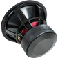 Der Ground Zero Plutonium GZPW 18C ist ein großer schwarzer Subwoofer mit einer sichtbaren roten Spule und dem Schriftzug GROUND ZERO auf dem hinteren Magnetgehäuse.