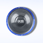 Draufsicht auf den GS Audio Gold 10000 MK2 15-Zoll-Subwoofer in Schwarz/Blau mit Carbon-Optik; liefert bis zu 10.000 W.