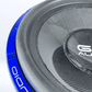 Nahaufnahme eines leistungsstarken GS Audio Gold 10000 MK2 18-Zoll-Subwoofers mit einer Carbonfaser-Membran, beschriftet mit „S“ und „AUDIO“.
