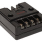 Un bloc de connexion Audio System CARBON 100 noir, équipé de trois bornes à vis étiquetées +TW, +WF, -.