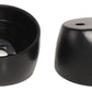 Dos tapas negras para el sistema de audio CARBON 100; una en posición vertical con ranuras/agujeros y otra boca abajo, de modo que se ve el interior. Compatibles con el sistema compo de 2 vías y el juego de altavoces de 4 pulgadas.