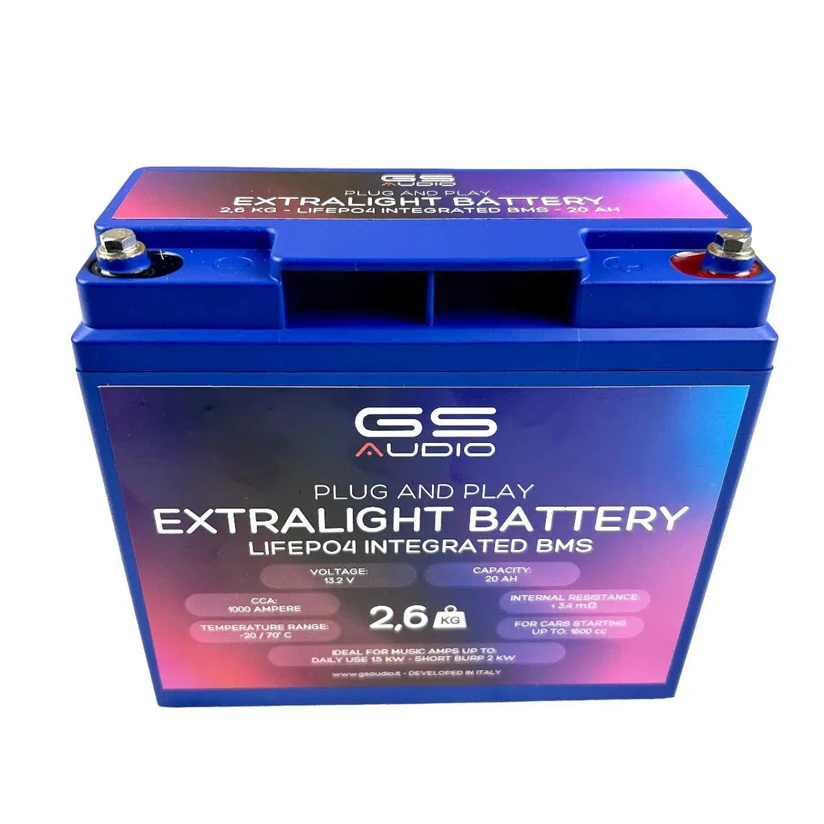 GS Audio-LifePo4 13,2V Extra light 20Ah M5 - LiFePO4-Lithium - LiFePO4-Masori.de