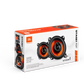 Ein Paar JBL STAGE1 42F-Autoradiosprecher in Schwarz/Orange, die sich durch erstklassige Klangqualität und das JBL-Logo auf weißem Hintergrund auszeichnen.