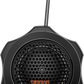Ein schwarzer JBL STAGE1 62CF-Autolautsprecher mit Waben-Gitter und orangefarbenem Logo, von oben gesehen, oben ist ein Kabel zu sehen.