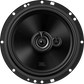 Eine Nahaufnahme eines runden schwarzen JBL STAGE2 65M-Lautsprechers mit einem zentral angeordneten Hochtöner und Tieftöner.