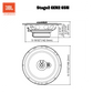 Technische Zeichnung des JBL STAGE2 65M mit Vorder- und Seitenansicht, mit detaillierten Maßen in Zoll und Millimetern.