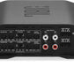 Der JBL STAGE GT 60041 ist ein schwarzer 4-Kanal-Autoverstärker mit Drehreglern, Eingängen und Schaltern für Bass, Frequenzweiche, Verstärkung und Hochton-Eingang – ein idealer kompakter Autoverstärker.