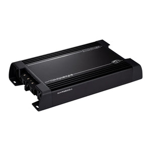 El Kicker Warhorse Series 49WXA36001 es un amplificador negro rectangular de 1 canal con terminales visibles y una potente salida RMS de 3600W.