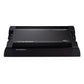 Se muestra un amplificador mono Kicker Warhorse Series 49WXA36001 negro con un diseño elegante y rectangular y bordes estriados sobre un fondo blanco.