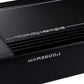 Primer plano de un amplificador negro Kicker Warhorse Series 49WXA36001 de 1 canal con un diseño elegante y estriado y una potencia RMS de 3.600 vatios.