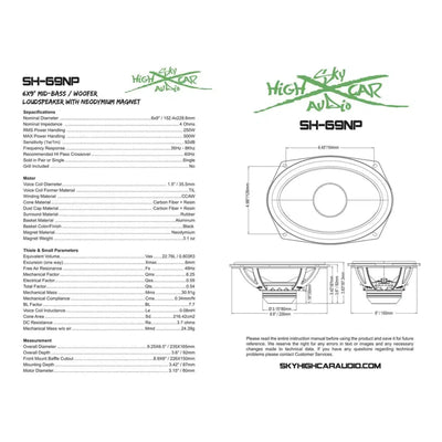 Sky High Car Audio-SH-69NP-6"x9" Tiefmitteltöner-Masori.de