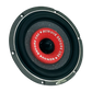 El ARC Audio AS600 es un altavoz negro redondo con un woofer de 5 y una tapa central roja con la etiqueta RETIRAR ANTES DE USAR, que se muestra desde arriba sobre un fondo blanco.