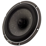 El ARC Audio AS600 es un altavoz negro redondo con un cono central y cuatro orificios de montaje, perfecto como controlador de graves medios de 5 en su sistema DSP.