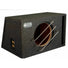 Audio System BR12-80 è una cassa per subwoofer da 12 con ritaglio circolare, barre metalliche, finitura in moquette grigia e connettori terminali dorati.