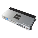 The Audio System R-130.4 24V is a silver 4-channel car audio amplifier with multiple input/output connectors.