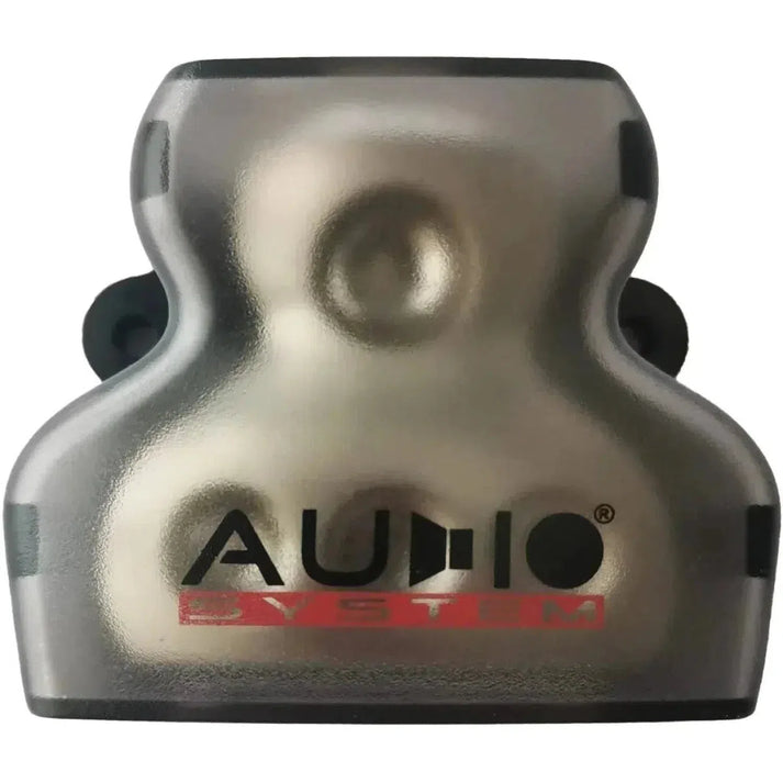 The Audio System Z-DB 1-3 is a translucent fuse holder for car audio setups, featuring AUDIO SYSTEM branding and ideal as a Stromverteiler.