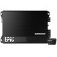 Een Audiocontrol EPIC1000 versterker en basprocessor in zwart met een kleine bedieningsknop, van bovenaf gezien op een witte achtergrond.
