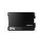 Zwarte Audiocontrol EPIC1000 1-kanaals versterker van bovenaf gezien, met merkopdruk, modelnaam en aansluitpoorten op de rechter- en linkerrand.