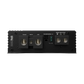 Vista trasera del Audiocontrol EPIC2000, un amplificador negro de 1 canal con grandes terminales, salida mono para subwoofer y una potente potencia de 2000 W RMS para graves profundos.