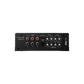 Rear view of the black Audiocontrol EPICFIVE 5-channel audio amplifier with input/output ports, adjustment knobs, and labeled connection terminals on a white background.
