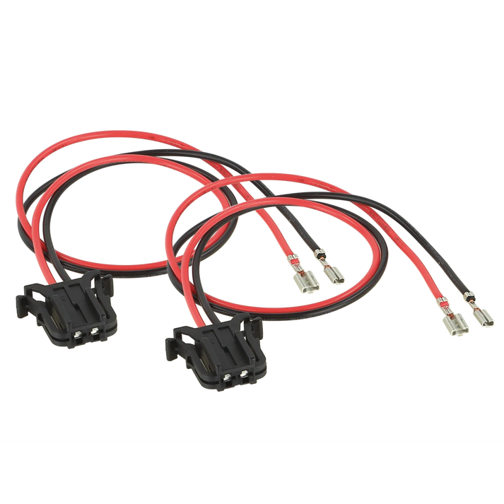 Zwei Sätze Audison CN WIRE ADAPT. 04 MERC. A/C/CLK/E-Kabel mit Steckern und schwarzen Kunststoffgehäusen, dargestellt auf weißem Hintergrund.