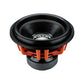 LAvatar Doomsday 18 è un subwoofer nero e arancione con cono, cestello e magnete a vista, con il logo Avatar allinterno del cono.