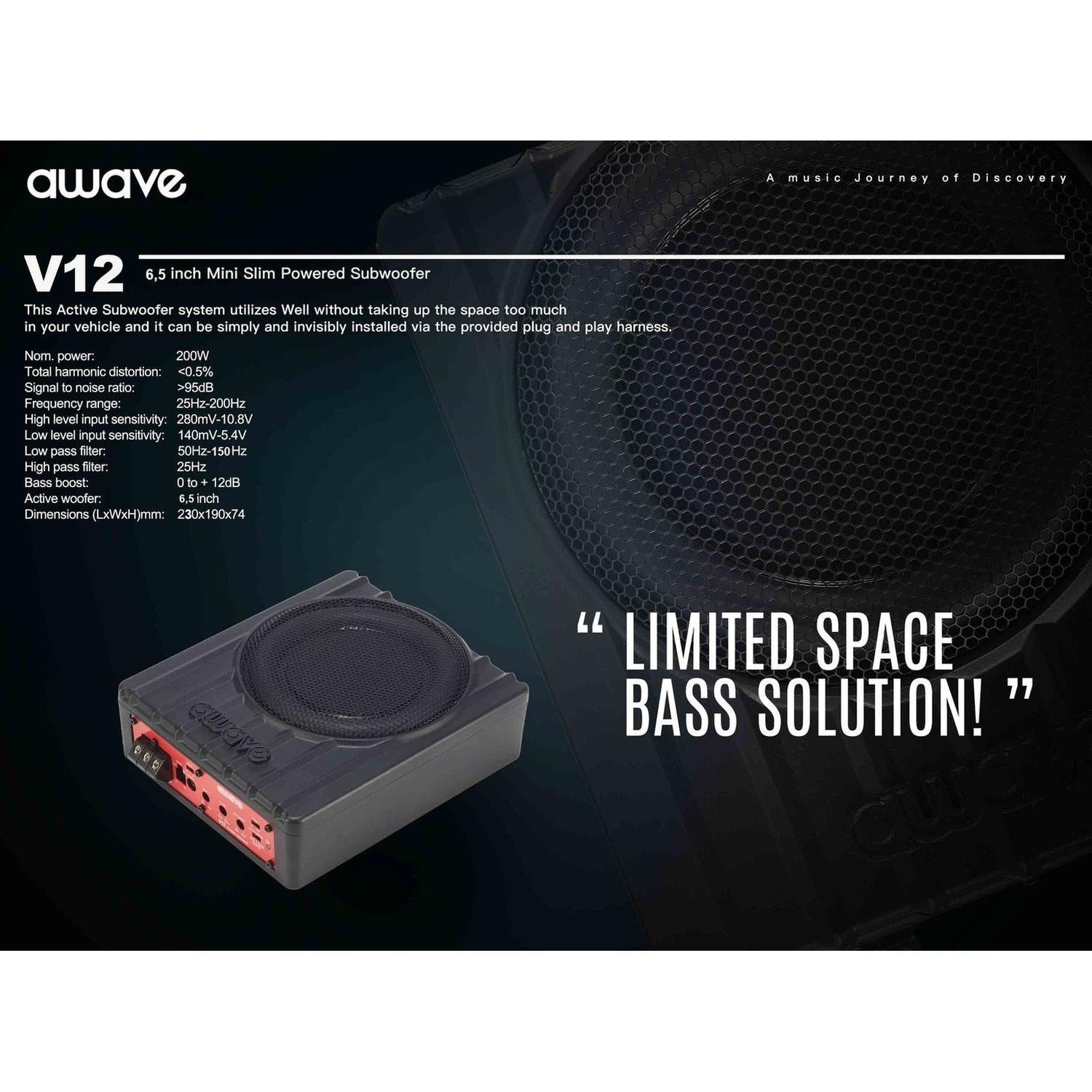 Awave-V12Pro-6.5" (16,5cm) Aktiv-Gehäusesubwoofer-masori-kaufen