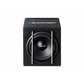 Vista frontal del subwoofer Blaupunkt GTb 8200 A en una carcasa negra en forma de caja con barras protectoras metálicas y un cono de altavoz visible.