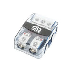 El dBvox DBVOXMANL32 es un conector de cable eléctrico transparente con terminales metálicos, una etiqueta negra VOI y un soporte MiniANL Sicherungen.
