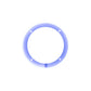 Un anello luminoso DD Audio LED RGB da 6,5″ con un bordo blu e quattro fori uniformemente distanziati, visto dallalto su uno sfondo bianco.