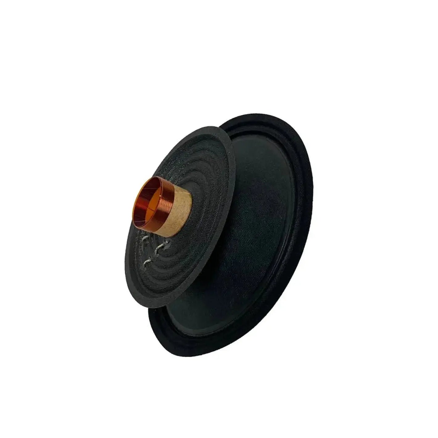 Cono dellaltoparlante nero con bobina mobile color rame del Deaf Bonce AP-M67 AC RC, isolato in bianco, perfetto per i progetti Lautsprecher Reparatursatz o recone.