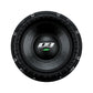 Una vista superior del subwoofer negro Deaf Bonce Apocalypse DВ-3.5K de 15 resalta su cono redondo y el logotipo central de 3500 vatios RMS.