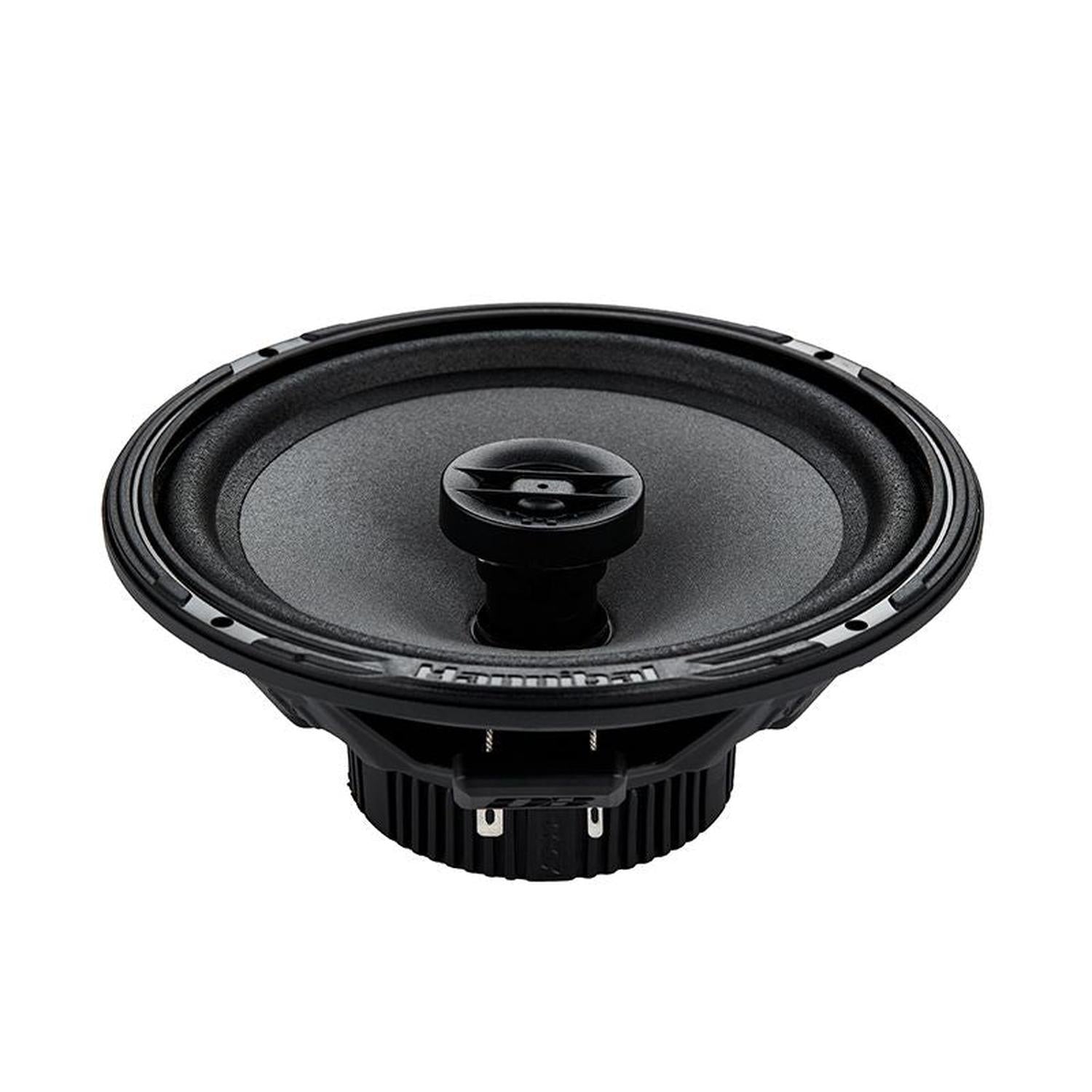 Il Deaf Bonce Hannibal Easy 165X è un altoparlante rotondo da 5 pollici, di colore nero, con cupola centrale e staffa di montaggio visibile in posizione angolata.