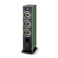 Il Focal ARIA EVO X N°2 è un diffusore hi-fi alto e moderno, di colore verde e nero, con quattro altoparlanti rotondi e un piccolo logo alla base.