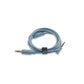 A coiled light blue 3.5mm aux cable with velcro strap, ideal for HiFi sound with Focal Azurys or other closed-back headphones.