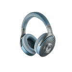 Focal Azurys blue over-ear headphones with cushioned ear pads, padded headband, HiFi Klangqualität, and circular metal grills on the ear cups.