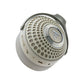Un primo piano delle Focal Bathys, cuffie wireless Bluetooth beige e grigie con padiglione auricolare traforato, controlli visibili e suono HiFi.