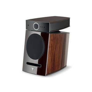 El Focal Diablo Utopia Colour Evo es un moderno Kompaktlautsprecher de gama alta con acabado en madera brillante, rejilla negra circular, mando de control superior, para un verdadero sonido Hifi.