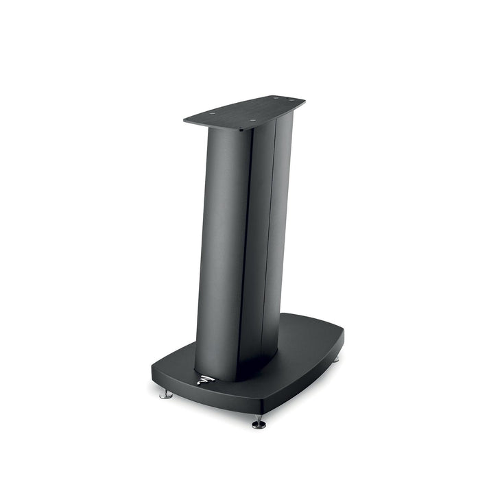 Le Diablo Utopia Evo Stativ de Focal est un pied denceinte noir et moderne avec des pointes de découplage, une large base, une colonne de support centrale et une plaque de montage pour la stabilité et le style.