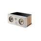Il Focal Kanta CC Center è un diffusore home theater rettangolare con due altoparlanti rotondi, tweeter centrale, membrana Flax, frontale chiaro, lati in legno e top nero lucido.