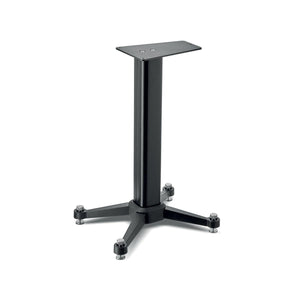 La Focal Kanta Center Stativ es una base de mesa de metal negro con una columna rectangular central y cuatro patas anchas y planas, perfecta como Lautsprecherständer.