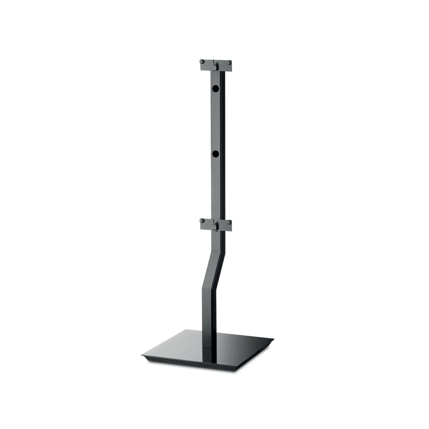 Der Focal OnWall 300 Stativ ist ein schwarzer Metall-Lautsprecherständer mit quadratischer Basis, verstellbarer Halterung, Montagebügeln und einem modernen, minimalistischen Design.