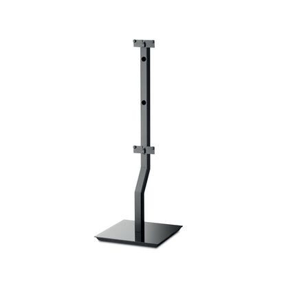 Le Focal OnWall 300 Stativ est un pied denceinte en métal noir avec une base carrée, un support réglable, des supports de montage et un design moderne et minimaliste.